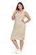 Rochie dama Moraj, dungi simple, midi, elastic, bumbac, bej