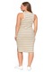 Rochie dama Moraj, dungi simple, midi, elastic, bumbac, bej