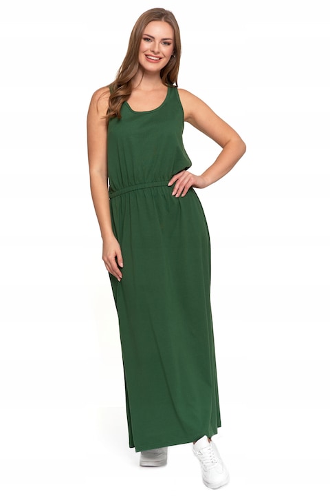 Макси рокля, Moraj, елегантна, без ръкави, памук, зелена