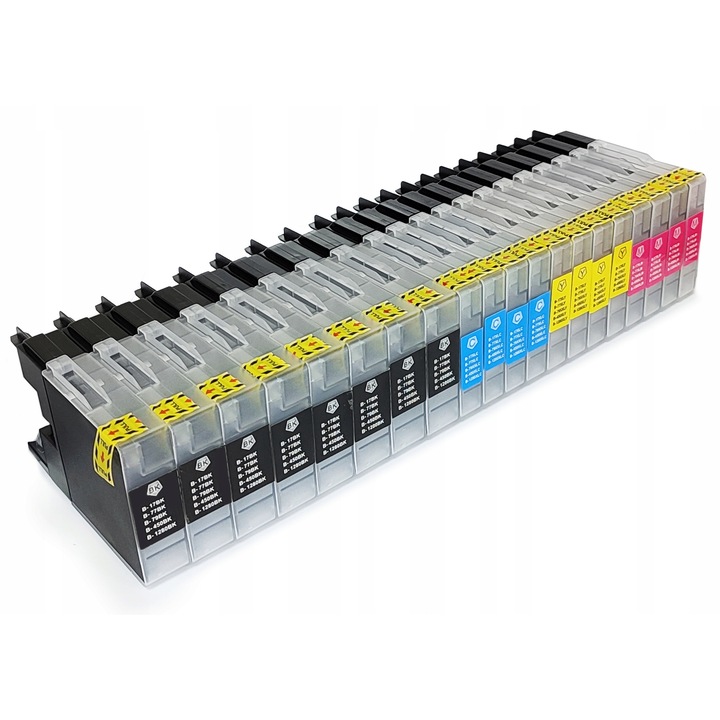 Tintapatronkészlet, EMB, Brother kompatibilis, LC1220/LC1240/LC1280, többszínű, 20 darab, 8 fekete 30 ml, 4 piros 25 ml, 4 sárga 25 ml, 4 kék 25 ml