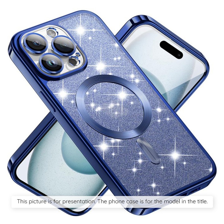 Husa pentru Samsung Galaxy A17 5G/A17 4G, Luxury Glitter MagSafe, Q14, TPU, Albastru închis