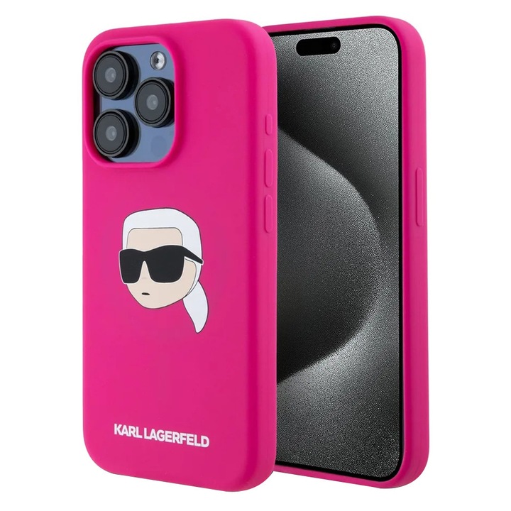 Husa pentru iPhone 15 Pro, Silicon TPU, Karl Lagerfeld, Maro