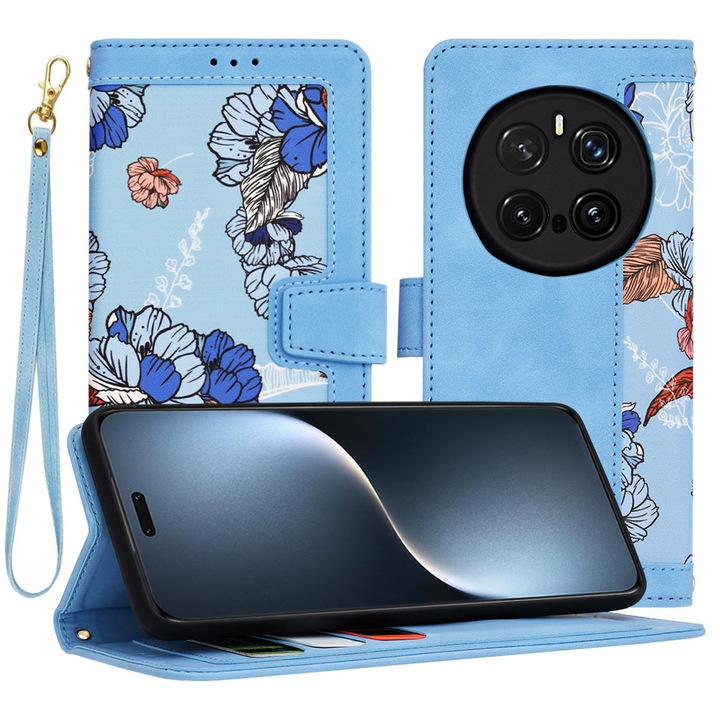 Високозащитен калъф за Honor Magic7 Pro, Timaconsafe, N38, екокожа, ярко син