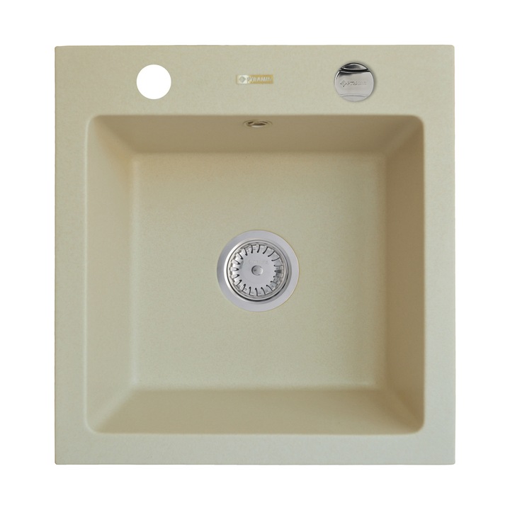 Chiuveta bucatarie Pyramis ALYA, 480x505mm, adancime 190mm, montare pe blat, Pyragranite bej