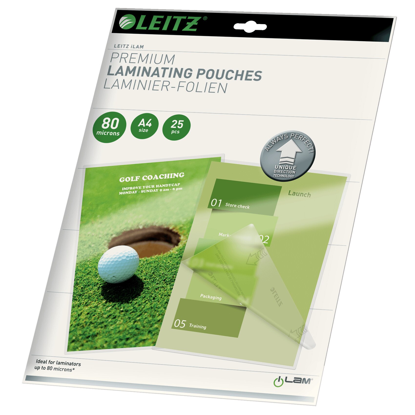 Folie Leitz UDT pentru laminare la cald, A4, 80 mic, 25 buc/set