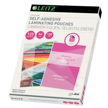 Folie Leitz Quality adeziva pentru laminare la cald, A4, 125 mic Folie Leitz Quality adeziva pentru laminare la cald, A4, 125 mic