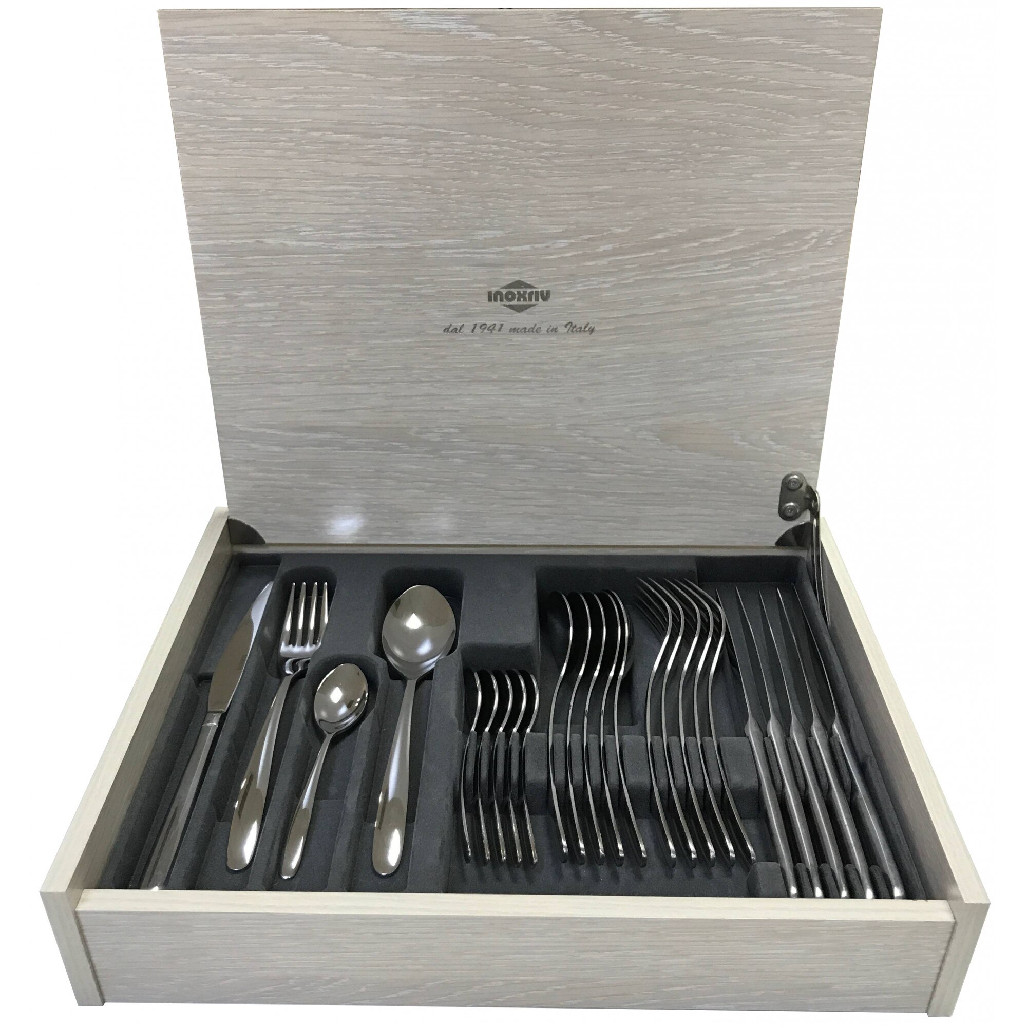 Set tacam Novecento, 24 piese, cutie lemn