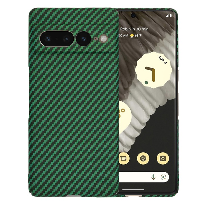 Husa protectie pentru Google Pixel 7 Pro, Carbon Fiber Shell, Green