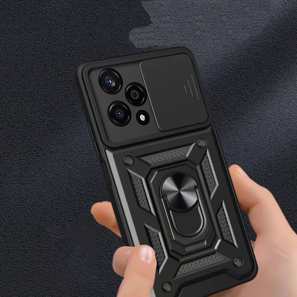 Husa pentru Honor 400 Pro Ring Armor Kickstand Tough Rugged Cover cu protectie camera - Negru royal