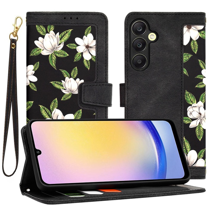Husa tip carte pentru Samsung Galaxy A25 5G, Flip Craft Book, Flowers of the Dawn