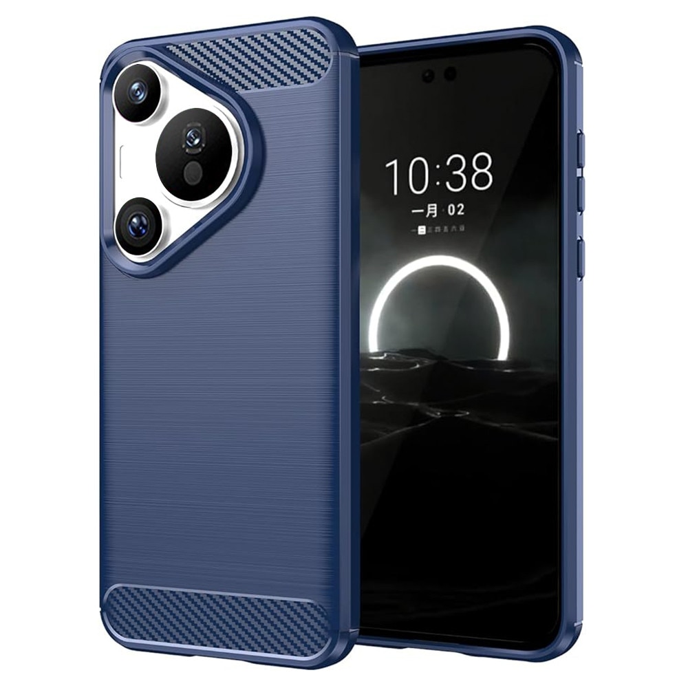 Husa Carbon Resistance pentru Huawei Pura 70, OPTIM SOLUTION, Optimizare Anti-Soc, Long Term Case, Albastru