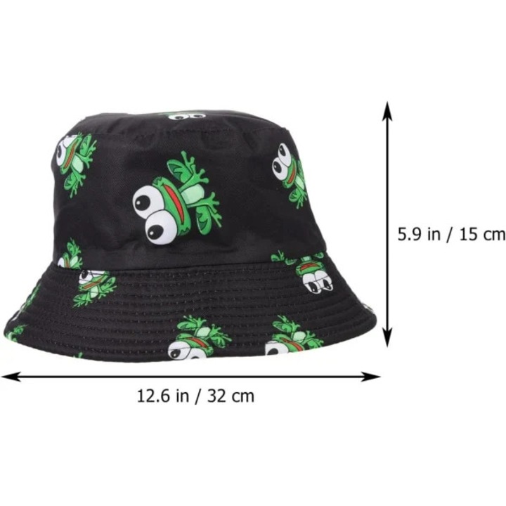 Caciula reversibila unisex pentru pescuit, model Frog, multicolor, usor de purtat, ideala pentru plaja si activitati in aer liber