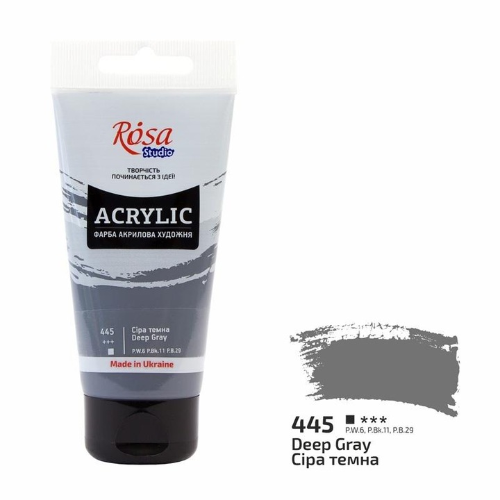 Vopsea acrilica 75ml, Rosa, gri inchis, uscare rapida, intens pigmentata
