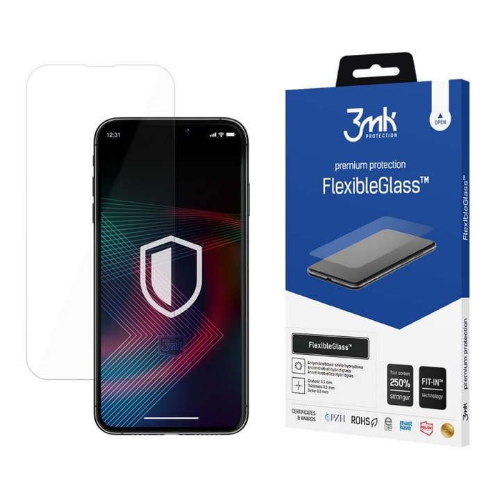 FlexibleGlass kijelzőfólia Apple iPhone 14 Plus / 14 Pro Max készülékhez, rugalmas üveg, precíziós illeszkedés, N22, teljes ragasztó