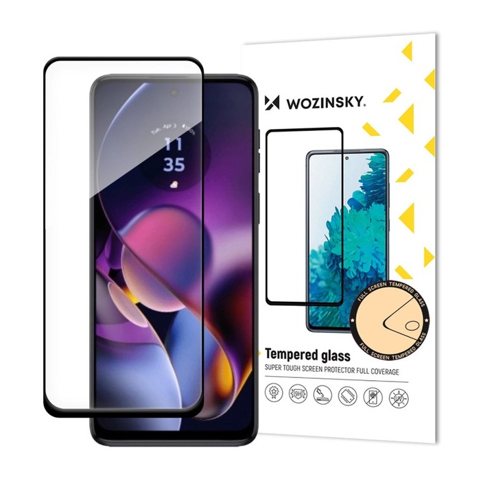 Протектор за екран за Motorola Moto G54, закалено стъкло, пълно лепене, Xtreme Armor, N75, наситено тъмен