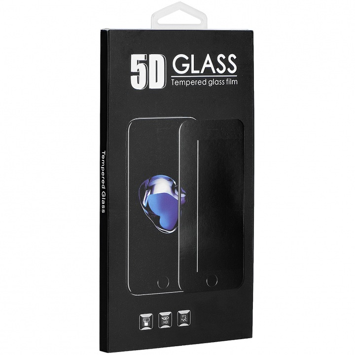 Apple iPhone 11 Pro / XS / X kijelzőfólia, edzett üveg, teljes ragasztóval, 5D, ütésálló, Q88, intenzív sötét
