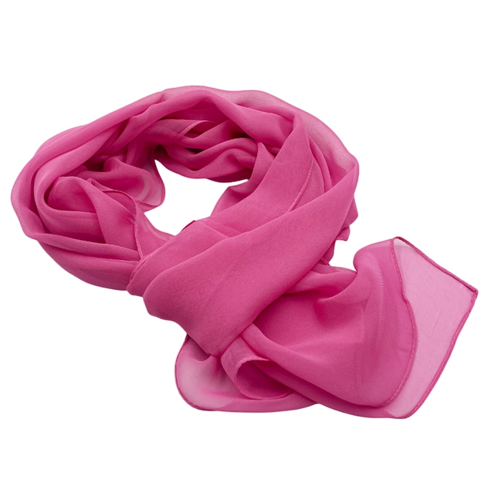 Esarfa uni de vara PRAVALIA CU SURPRIZE, Poliester, Fucsia, 50x160cm