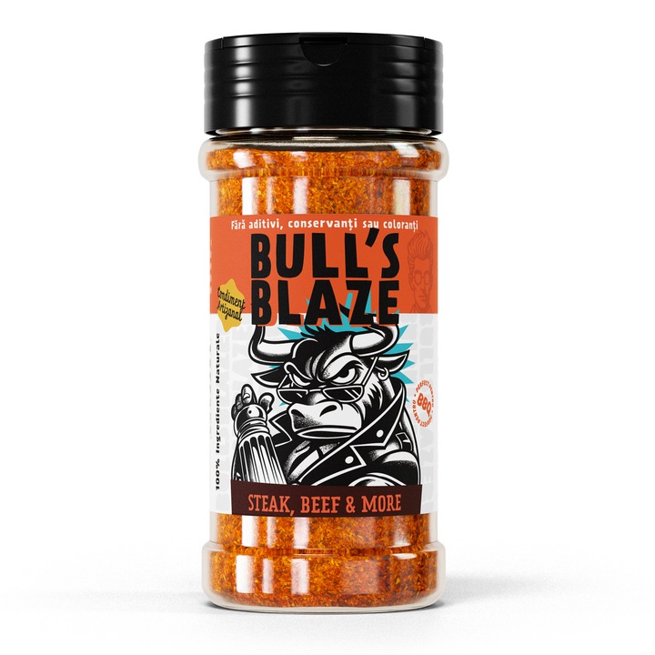 Condiment pentru steak si vita Bull’s Blaze 170g – Mix BBQ intens cu sare, piper, usturoi si lavanda