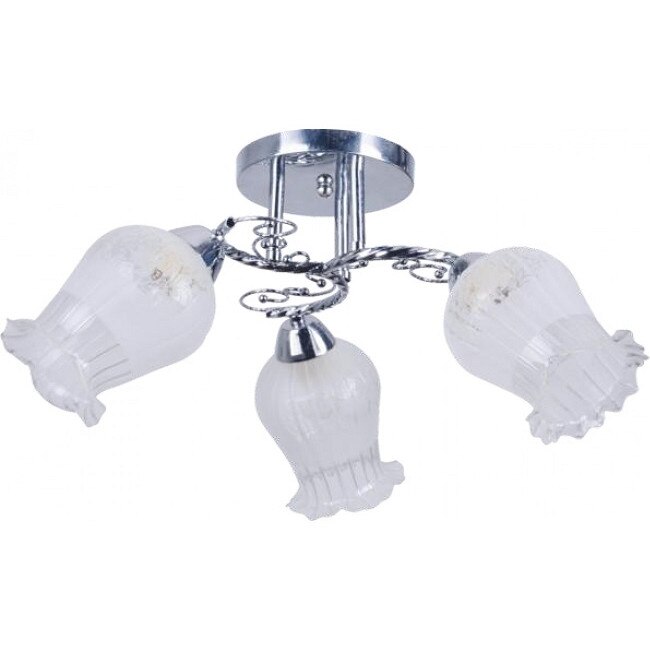 Lustra Dea ,crom cu abajur sticla alba,,3X60W,dulie E27