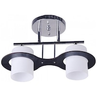 Lustra Olaf metal crom cu negru,abajur sticla alba, 2X60W,dulie E27