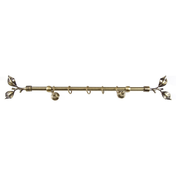 Galerie metalica 240 cm pentru perdele, simpla, model Frunza2, grosime 16 mm, auriu antic, KIT COMPLET