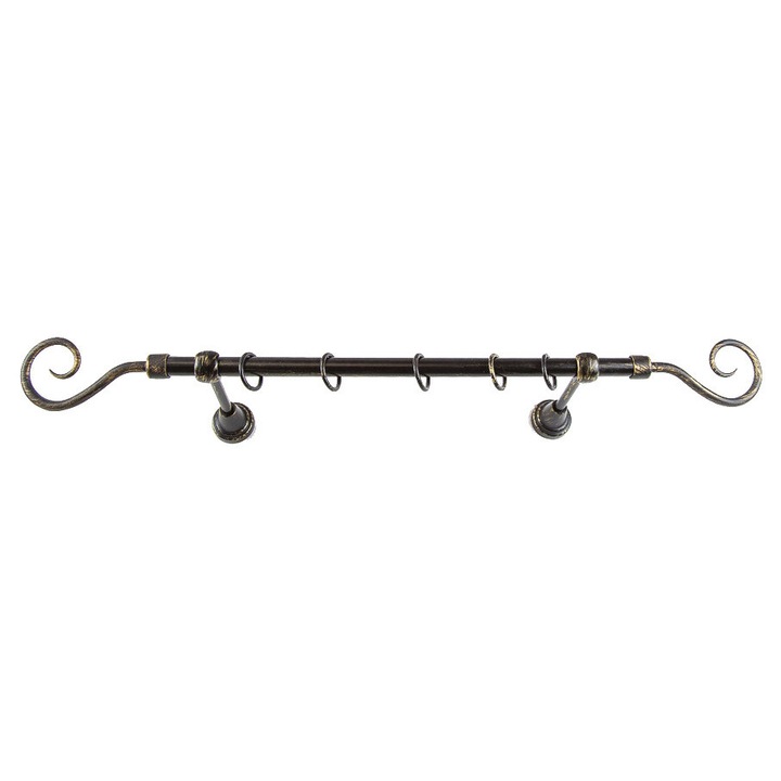 Galerie metalica 300 cm pentru perdele, simpla, model Carlig, grosime 16 mm, negru auriu, KIT COMPLET