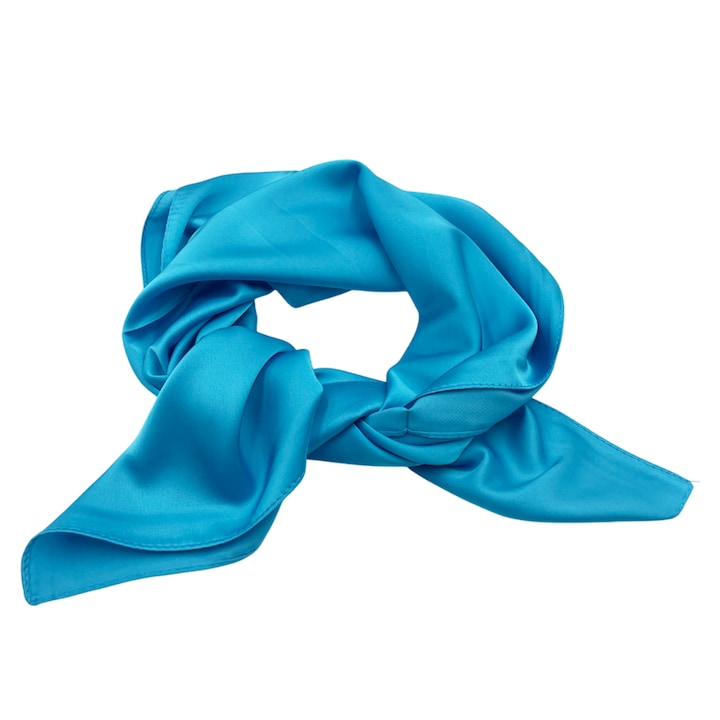 Esarfa matase/ poliester AMELIE, Turcoaz, 70x70cm