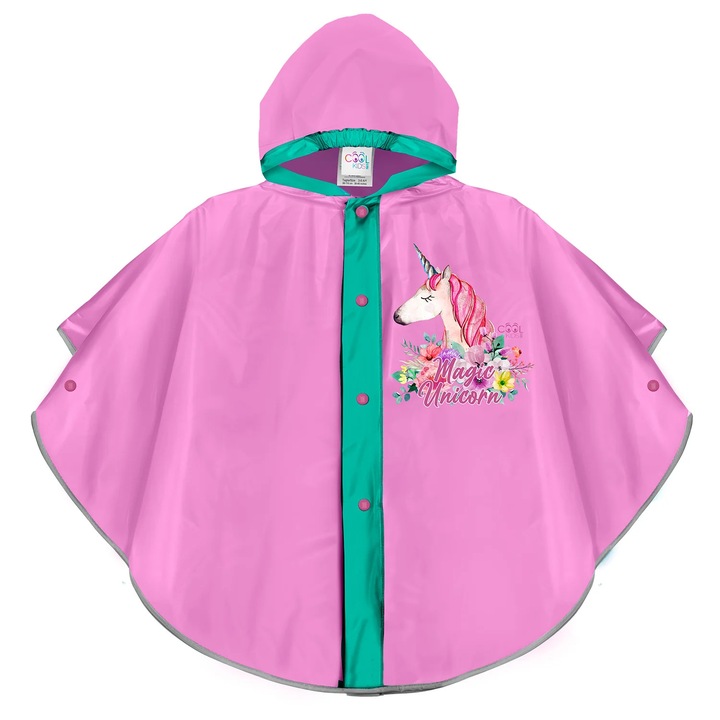 Poncho de ploaie Perletti CoolKids 15626, Unicorn, Violet deschis