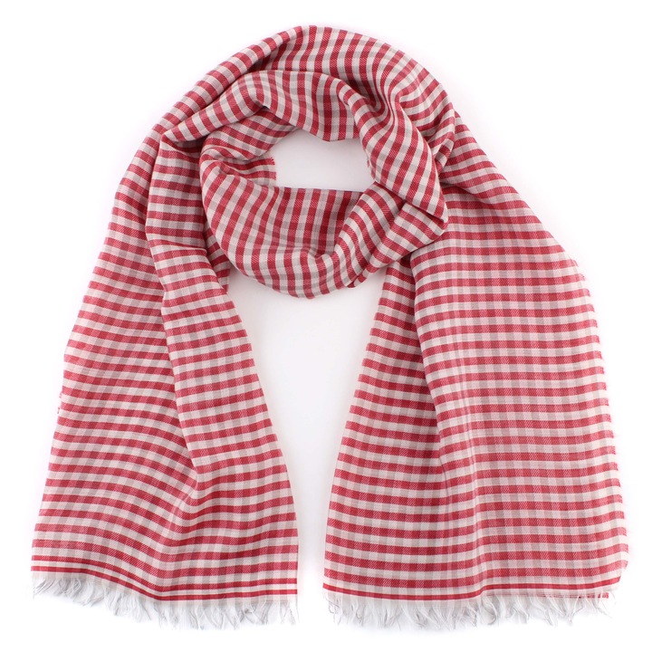 Esarfa din lana si bumbac Pulcra Eliza, 59x200 cm, Rosu