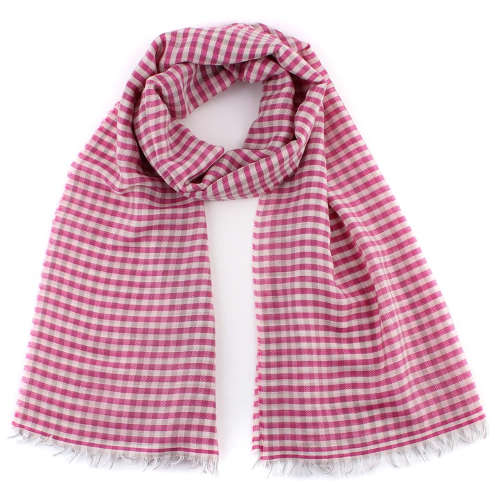 Esarfa din lana si bumbac Pulcra Eliza, 59x200 cm, Ciclam