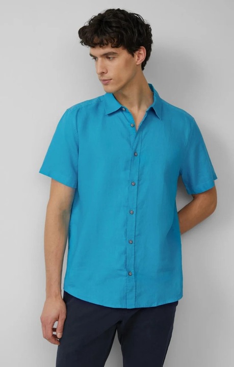 S.Oliver Camasa usoara cu maneca scurta,barbati, din 100% in, Regular fit, Turcoaz