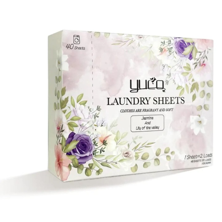 Detergent Rufe Tip Servetel 40 Buc – 80 Spalari, Se Dizolva Instant, Compact & Usor de Folosit, Parfum Personalizat din Iasomie si Crin de Vale