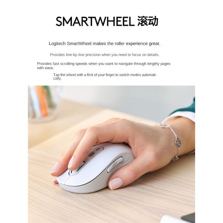 Mouse wireless Logitech M750, 5 butoane, roz - eMAG.ro