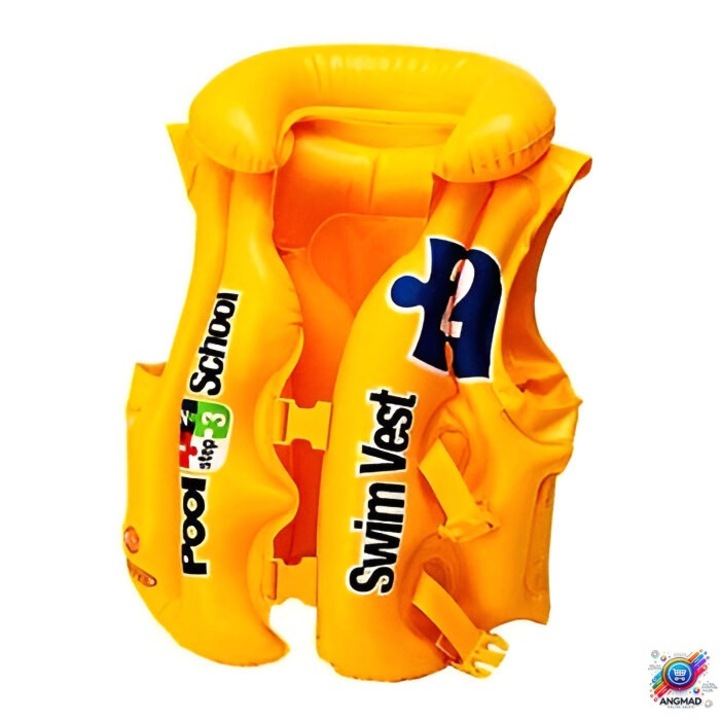 Vesta gonflabila pentru inot ANGMAD, greutate max sustinuta 30kg, dimensiune: 50x47cm, culoare: galben, varsta min recomandata: 3ani+