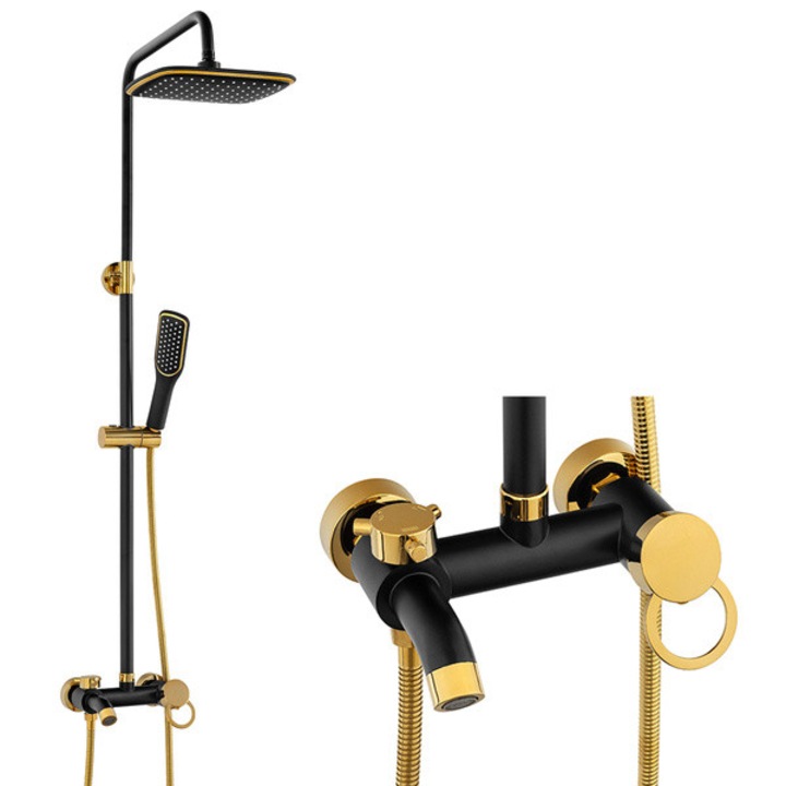 Set de dus Silla Elite S-1191BG, cu suport culisant, dus fix si para dus mobila, Auriu / Negru