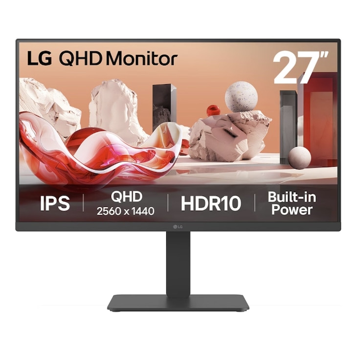 LG 27" 27BA45QB-B IPS LED monitor, QHD 2560 x 1440, HDMI, DisplayPort, hangszórók, Pivot fekete