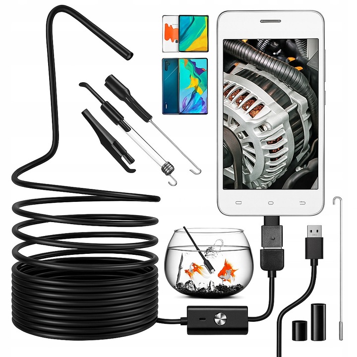 Camera de inspectie endoscopica pentru Android – USB-C, 5 metri, LED, 3-in-1, FOTOROB