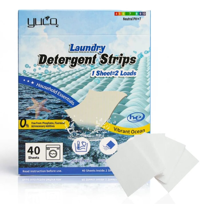 Detergent Rufe Inovator 40 Servetele = 80 Spalari, Tehnologie Solubila in 10 secunde, Fara Plastic, Parfum Personalizat