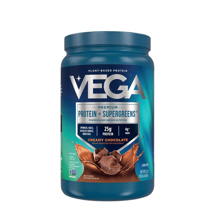 Proteine Vega Premium cu Supergreens, Ciocolată, 624 g, Vegan