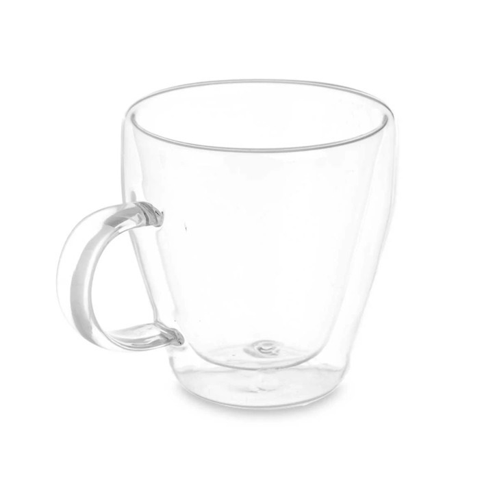Cana pentru mic dejun cu perete dublu din borosilicat, 270 ml