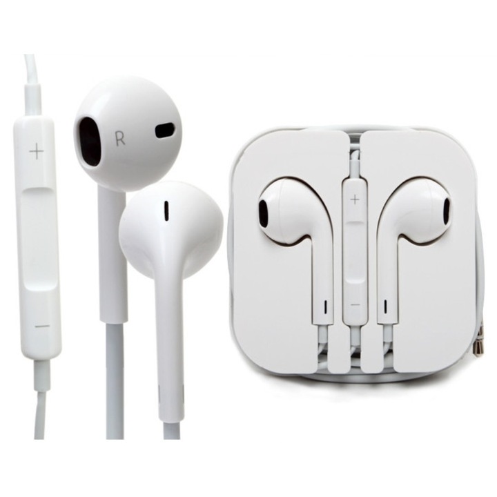 Casti Digital One SP01070 cu microfon, mufe, pentru iPhone, Samsung etc., mufa Bus St., albe, mufe, intraauriculare, casti stereo