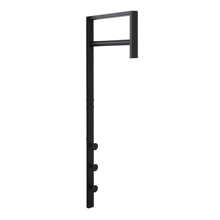 Cuier de Perete Trento, Metal, Negru, 30x3x82 cm, Epikasa