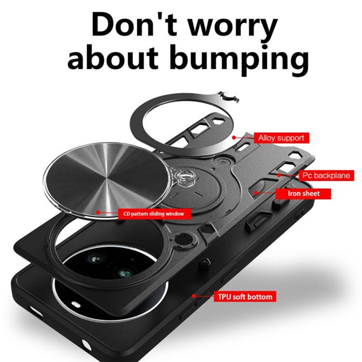 Husa pentru Nothing Phone (3a) Pro cu protectie pentru camera si suport magnetic integrat Ring Shockproof Rosu