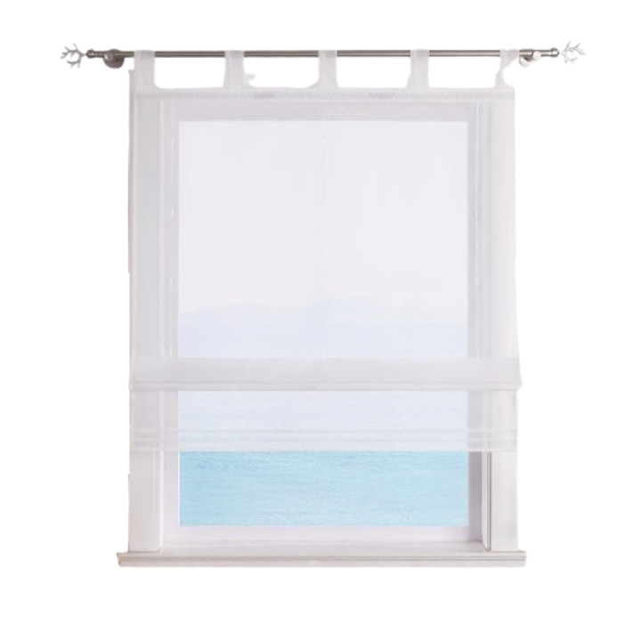 ESLIR завеса, 80x140 см, връзки, воал, бял цвят