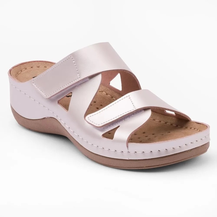 Saboti dama, din piele, de vara, Leon 906, Perla, Perla, 36