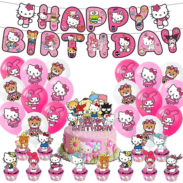 Топери за торта Hello Kitty, Декорации за рожден ден Hello Kitty, Аксесоари за парти с котенца, Декорация за торти, Топери за мъфини, Декорации за парти с котенца (Декорация за котешко парти)