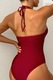 Costum de baie, o piesa, model foarte elegant, spate gol si chilot decupaj clasic croi ingust, tematica royal summer, EFAYN, Rosu inchis