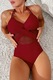 Costum de baie, o piesa, model foarte elegant, spate gol si chilot decupaj clasic croi ingust, tematica royal summer, EFAYN, Rosu inchis