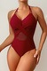 Costum de baie, o piesa, model foarte elegant, spate gol si chilot decupaj clasic croi ingust, tematica royal summer, EFAYN, Rosu inchis