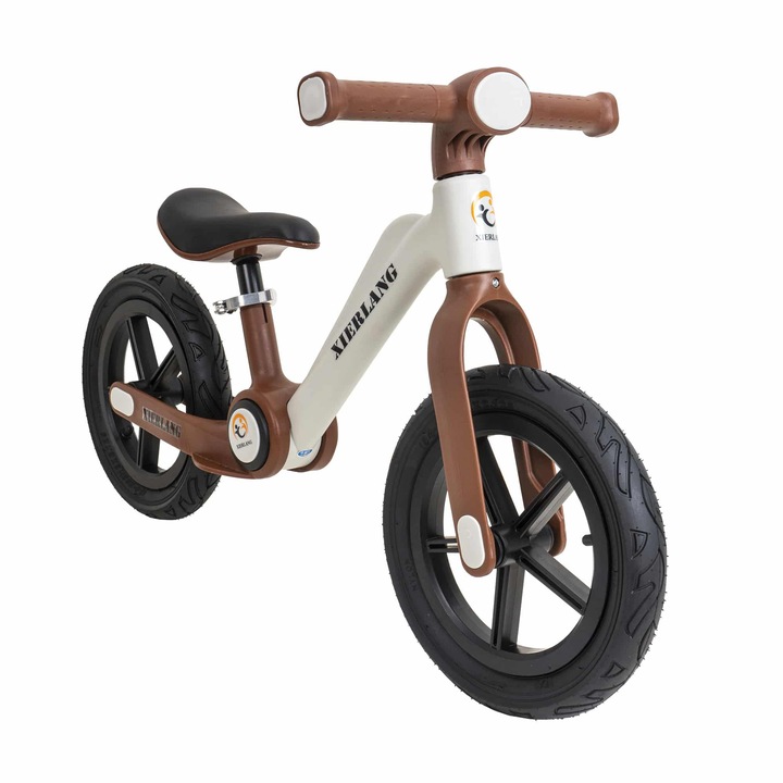 Bicicleta fara pedale, pliabila, pentru copii XIERLANG, roti de cauciuc si scaun reglabil, +3ani, alb si maro Z-TOOLS / ZTS8449
